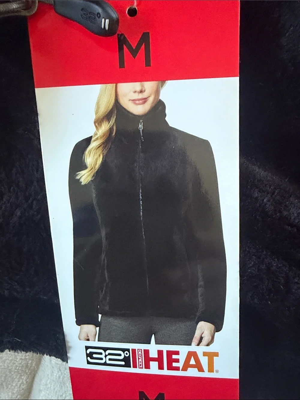 32 Degrees Black Plush Zip-Up Teddy Jacket